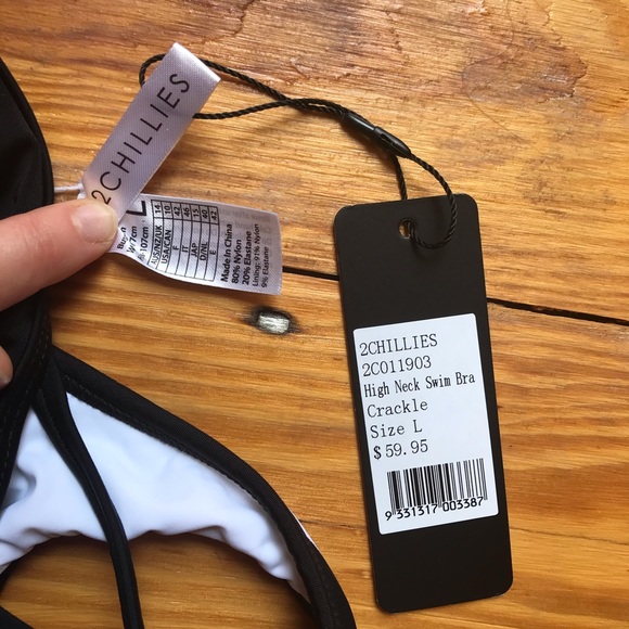 2Chillies Black White Abstract Bikini, NWT, L - Picture 11 of 13